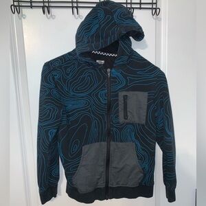Mossimo size 8-10 Black and Blue Patterned Hoodie